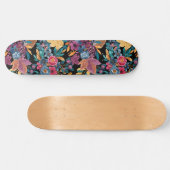 Mixed Fall Floral Blätter Berry Watercolor Muster Skateboard (Horizontal)