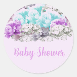 Mixed Floral Bouquet Babydusche Runder Aufkleber