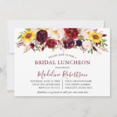 Mixed Floral Burgundy Bridal Luncheon Einladung (Vorderseite)