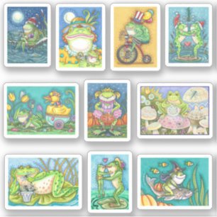 MIXED FUNNY ALBERN FROGS PLUS HOLIDAY FROGGY ART AUFKLEBER