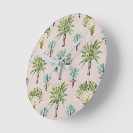 Mixed Green Palm Trees Runde Wanduhr (Winkel)