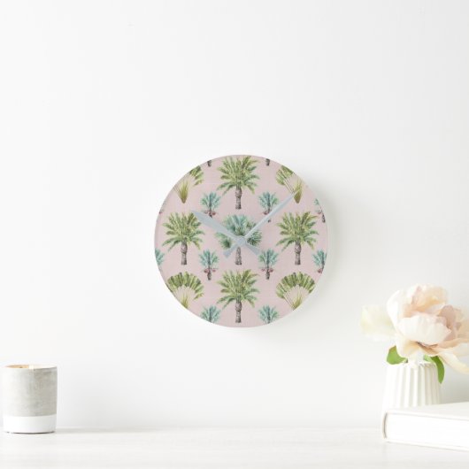 Mixed Green Palm Trees Runde Wanduhr (Zuhause)