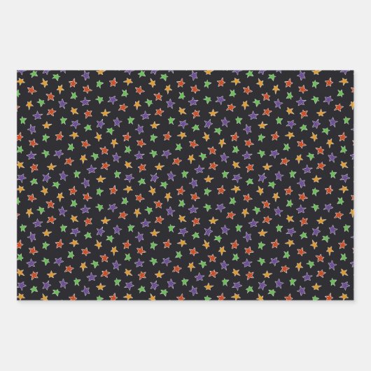 Mixed Halloween Patterns Ghost Bats Stars Geschenkpapier Set (Vorderseite 3)