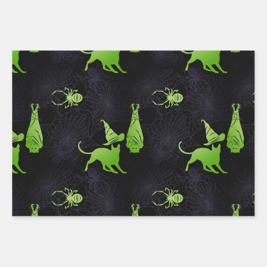 Mixed Halloween Patterns Set von 3 Spooky Fun Geschenkpapier Set (Vorderseite 2)
