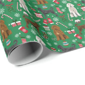 Mixed Labradoodle Hundeschlitten Geschenkpapier (Rolleneckpunkt)