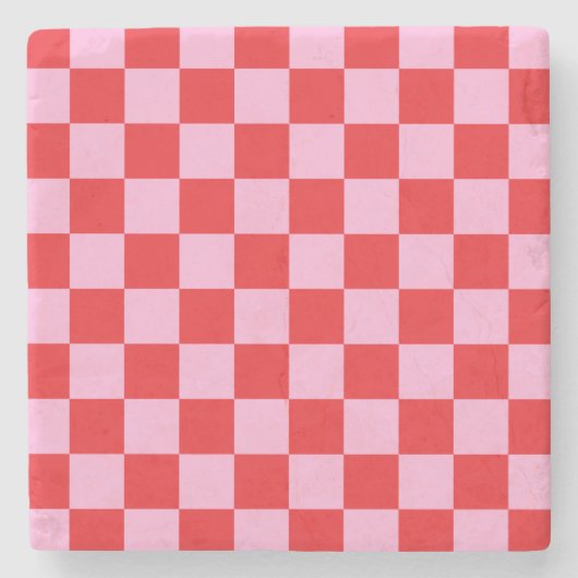 Mixed Light Pink Checkered Steinuntersetzer (Vorderseite)