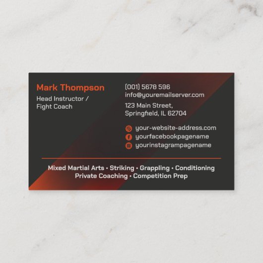 MIXED MARTIAL ARTS - Ausbildung von Kampfkünsten Visitenkarte (Rückseite)