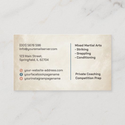 MIXED MARTIAL ARTS - Ausbildung von Kampfkünsten Visitenkarte (Rückseite)