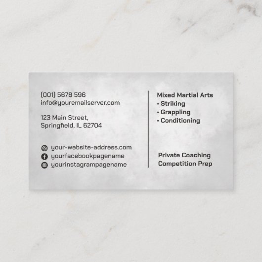 MIXED MARTIAL ARTS - Ausbildung von Kampfkünsten Visitenkarte (Rückseite)
