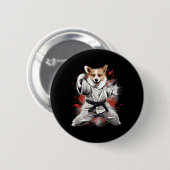 Mixed Martial Arts Cardigan Welsh Corgi Dog Karate Button (Vorne & Hinten)