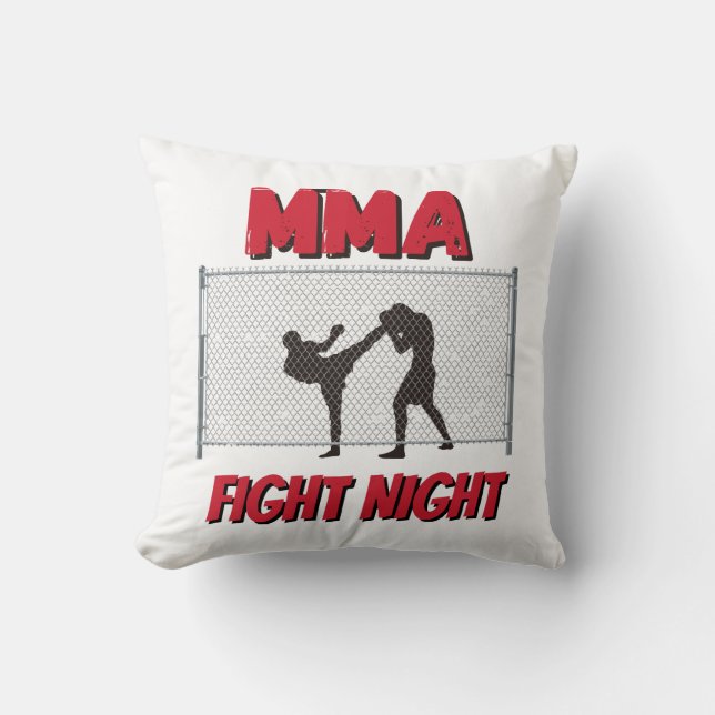 MIXED MARTIAL ARTS Fight Night Text und Silhouette Kissen (Vorderseite)
