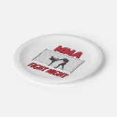 MIXED MARTIAL ARTS Fight Night Text und Silhouette Pappteller (Schrägansicht)