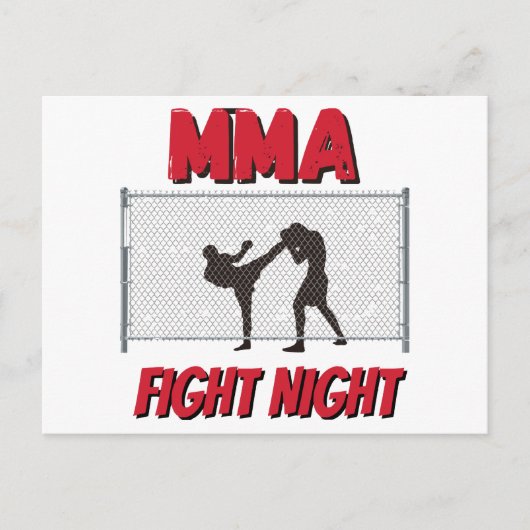 MIXED MARTIAL ARTS Fight Night Text und Silhouette Postkarte (Vorderseite)