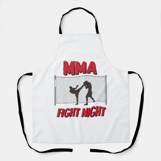 MIXED MARTIAL ARTS Fight Night Text und Silhouette Schürze (Vorderseite)