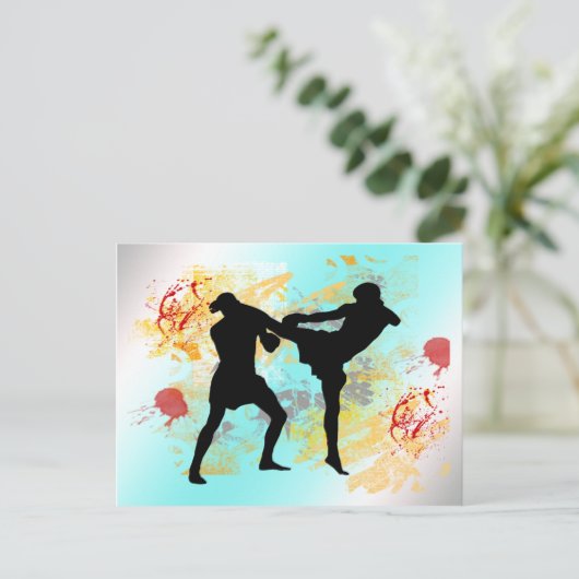 Mixed Martial Arts Head Kick Postkarte (Stehend Vorderseite)