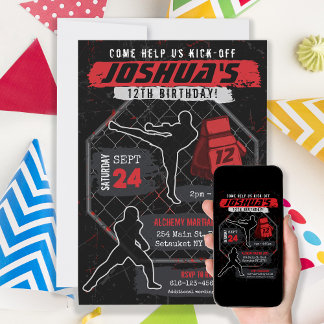 MIXED MARTIAL ARTS Karate Ninja Kindergeburtstag P Einladung