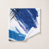 Mixed media Aquarellblau abstrakt Badhandtuch Set (Waschlappen)