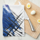 Mixed media Aquarellblau abstrakt Geschirrtuch (Viertel Falte)