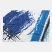 Mixed media Aquarellblau abstrakt Geschirrtuch (Horizontal)