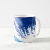Mixed media Aquarellblau abstrakt Kaffeetasse (VorderseiteRechts)