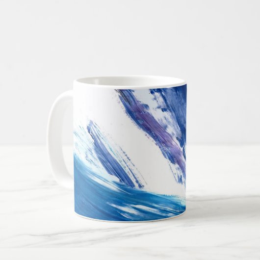 Mixed media Aquarellblau abstrakt Kaffeetasse (Vorderseite Links)