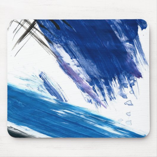 Mixed media Aquarellblau abstrakt Mousepad (Vorne)