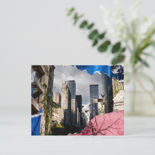 Mixed media Architecture Collage Postkarte (Stehend Vorderseite)