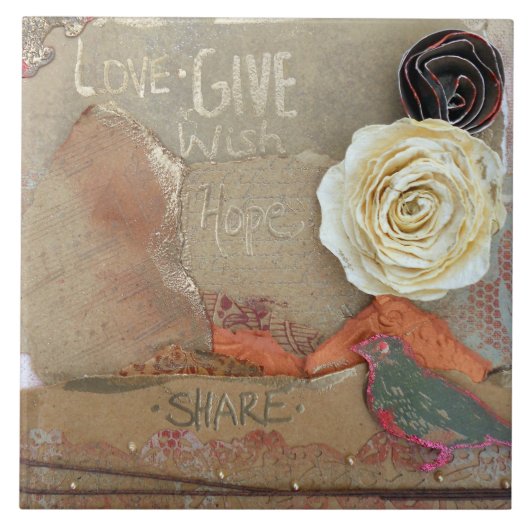 Mixed Media Art Liebe Fliese (Vorderseite)