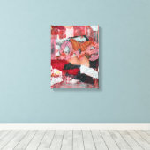 Mixed Media Art Red Liebe Butterfly Leinwanddruck (Insitu (Holzboden))