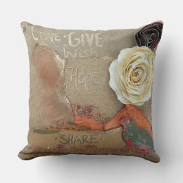 Mixed Media Art Sprichwort Liebe geben Hoffnung te Kissen