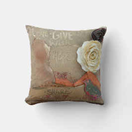 Mixed Media Art Sprichwort Liebe geben Hoffnung te Kissen