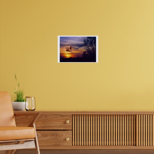 Mixed Media Art Sunset Owl Poster (Wohnzimmer 2)
