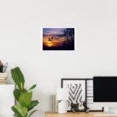 Mixed Media Art Sunset Owl Poster (Heimbüro)