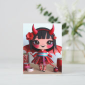 Mixed Media Bat Winged Devil Doll Postkarte (Stehend Vorderseite)