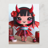 Mixed Media Bat Winged Devil Doll Postkarte (Vorderseite)