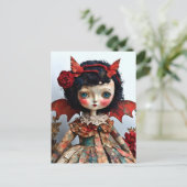 Mixed Media Bat Winged Doll Postkarte (Stehend Vorderseite)