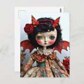 Mixed Media Bat Winged Doll Postkarte (Vorne/Hinten)