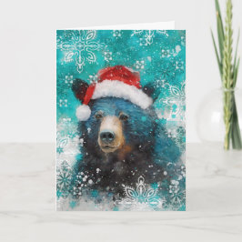 Mixed Media Bear Print Holiday Card AP458B1 Karte