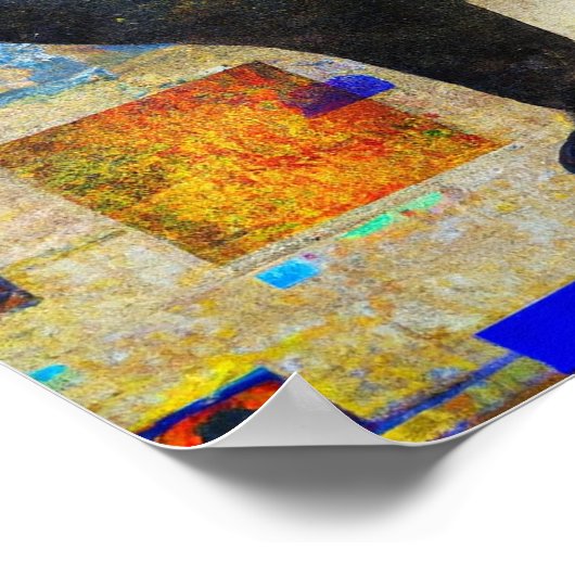 Mixed Media Black Cat Poster (Ecke)