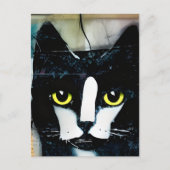 Mixed Media Black Cat Postkarte (Vorderseite)