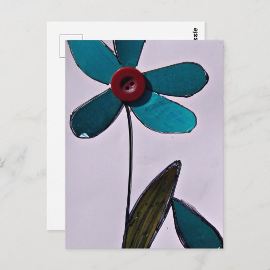 Mixed Media-Blume Postkarte (Vorne/Hinten)