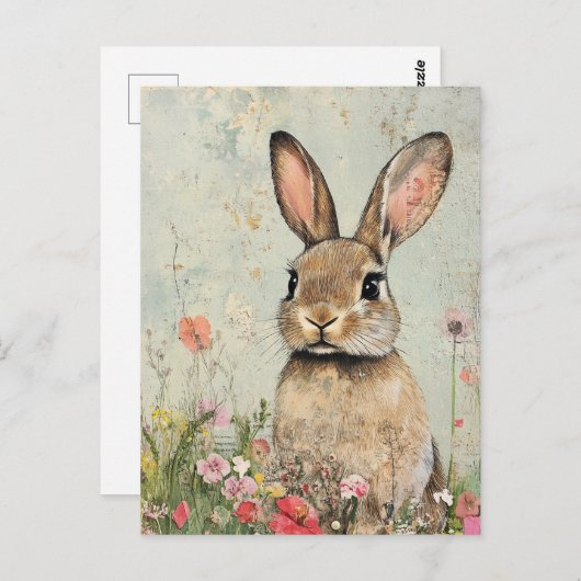 Mixed Media Brown Rabbit Postkarte (Vorne/Hinten)