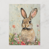 Mixed Media Brown Rabbit Postkarte (Vorderseite)