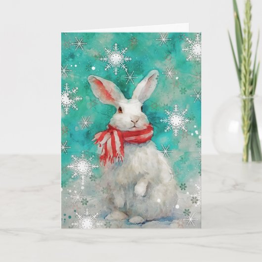 Mixed Media Bunny Print Christmas Card AP446B1 Karte (Vorderseite)