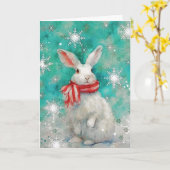 Mixed Media Bunny Print Christmas Card AP446B1 Karte (Gelbe Blume)