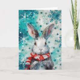 Mixed Media Bunny Print Christmas Card AP448B1 Karte