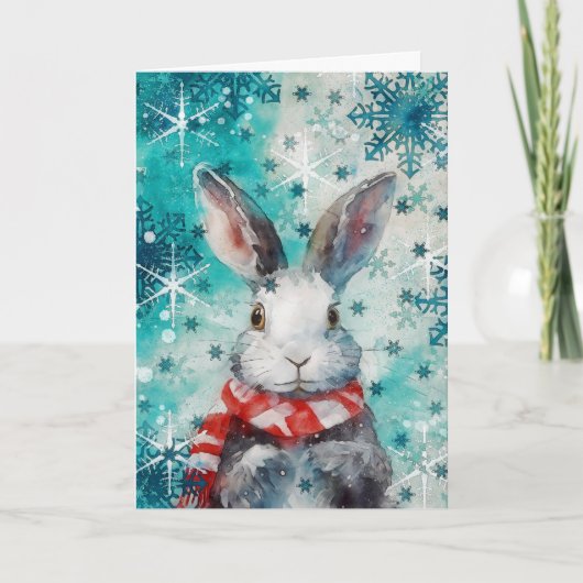 Mixed Media Bunny Print Christmas Card AP448B1 Karte (Vorderseite)