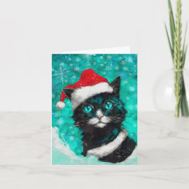 Mixed Media Cat Print Christmas Card AP406B4 Karte