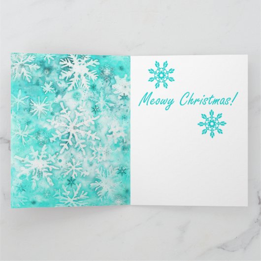 Mixed Media Cat Print Christmas Card AP408A1 Karte (Innenseite)