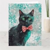 Mixed Media Cat Print Christmas Card AP408A1 Karte (Vorderseite)